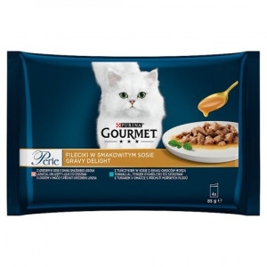Hrana Umeda Gourment Perle Gravy Delight 4x85 g, Pastrav/Ton