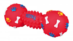 Jucarie Caini, Gantera, Vinil, Culoare Roz, Dimensiune 19 cm - Img 2
