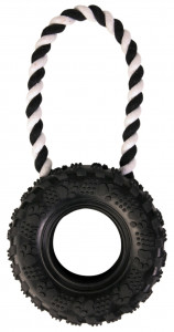Jucarie Pentru Caini, Anvelopa Pe Sfoara, 15 cm/31 cm, Lime