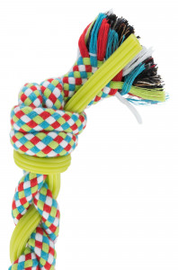 Jucarie Pentru Caini, Sfoara Impletita, Bumbac/TPR, 50 cm - Img 3