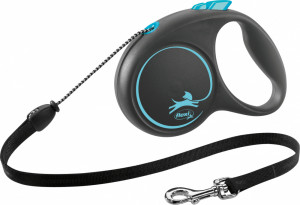 Lesa Retractabila Black Design, Snur, Culoare Albastru, Marime M, Dimensiune 5 m/Pana la 20 kg