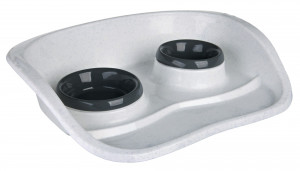 Set 2 Castroane cu Suport, Plastic, 0.25 l/ 9 cm & 0.3 l/ 11 cm/46 x 11 x 30 cm, Diverse Culori