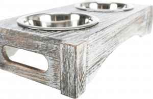 Set 2 X Castroane Inox Cu Suport Din Lemn, 2 × 0.2 l/11 cm/30 × 5 × 16 cm, Alb, 24356 - Img 5