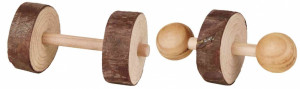 Set Jucarii pentru Rozatoare, 2 Gantere, Lemn, 4.5 x 9 cm