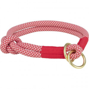 Zgarda Soft, Coarda, Semistrangulanta, Culoare Rosu/Crem, Marime M, Dimensiune 45 cm/ø 10 mm