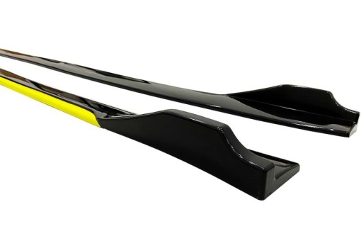 2 db-os Tuning küszöb toldatok szett 210 cm, fényes fekete, sárga perem - Img 1