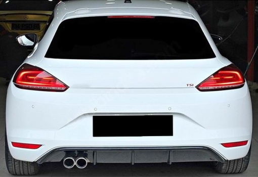 Hátsó lökhárító diffúzor toldás, kompatibilis a VW Scirocco FL 2013-2017-vel, fényes fekete