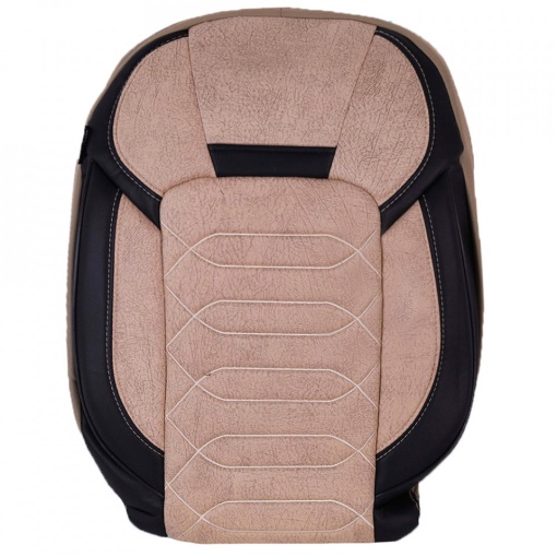 Set huse scaune auto universale, fata-spate, piele ecologica cu textil, negru cu crem, ANATOLIA Design