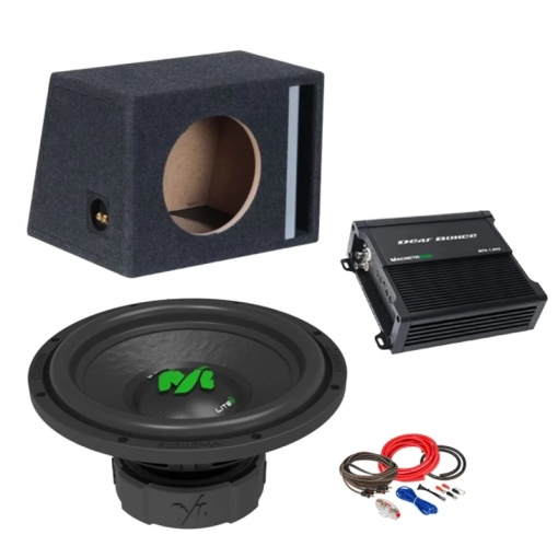 Pachet Subwoofer auto Deaf Bonce ML 10R D2 500W RMS + Amplificator MFA-1.800 + Incinta B1035S + kit de cabluri complet