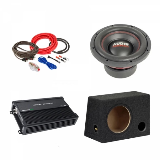 Pachet Subwoofer auto Audiosystem ASY-10 500W + Amplificator Machete MFA-1.500 + Kit de cabluri complet