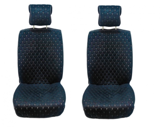 Set 2 huse scaune auto pentru fata, catifea, negru si cusaturi crem