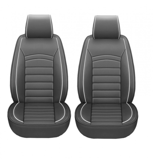 Set 2 huse scaune auto pentru fata, piele ecologica, gri
