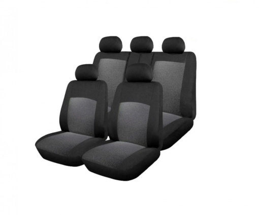 Set huse scaune auto, universale, fata-spate, jacquard, negru cu gri
