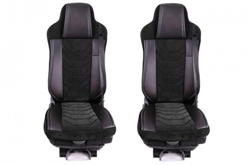 Set huse scaune camion compatibile RENAULT PREMIUM II 2005-2013, piele ecologica cu catifea, negru cu negru