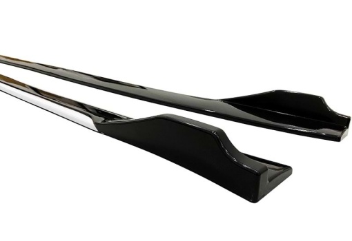 2 db-os Tuning küszöb toldatok szett 210 cm, fényes fekete, fehér peremmel