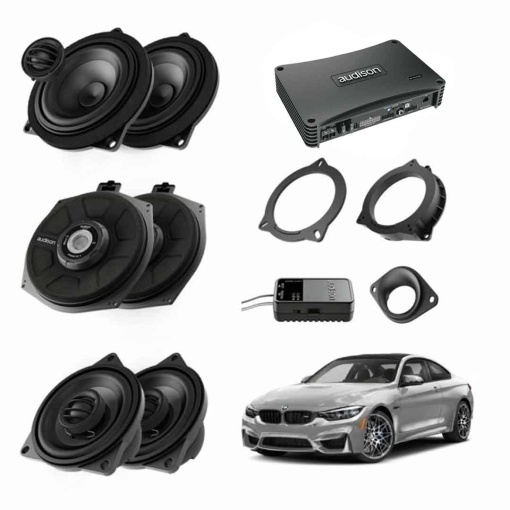 Audison Plug&Play audiorendszer csomag BMW K4E X4M A4E-hez + AP F8.9bit 1040W erősítő + Dedikált csatlakozási lehetőségek