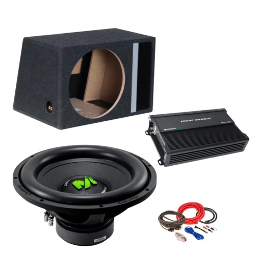 Pachet Subwoofer auto Deaf Bonce MF 15R D2 1200W RMS + Amplificator Machete MFA-1.1500 + Incinta B1570s + kit de cabluri complet