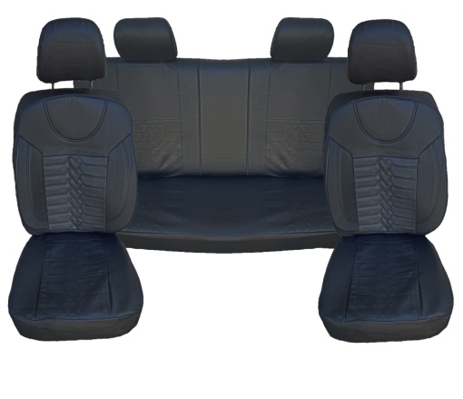 Set huse scaune auto, universale, fata-spate, bancheta fractionata, piele ecologica, negru