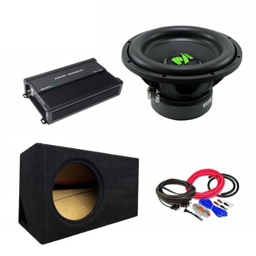 Deaf Bonce MF 12R D2 1200W RMS autós mélynyomó szett + Machete MFA-1.1500 erősítő + egyedi ház + 35 mm-es kábelkészlet