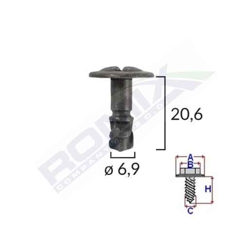 MOTORFEDÉL CSAVAR VW/AUDI/SKODA JÁRMŰVEKHEZ 6,9X20,6MM - FEKETE, 5 DB-OS KÉSZLET
