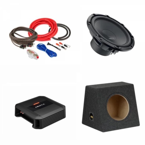 Pachet Subwoofer auto Hertz Cento CS 350W + Amplificator Dieci Power 1.500 + Kit de cabluri complet