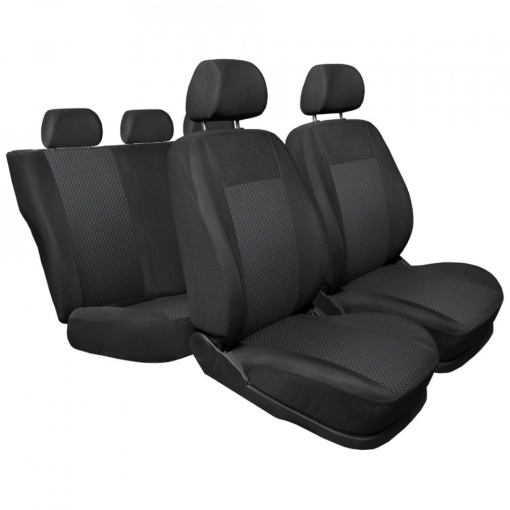 Set huse auto pentru scaune auto unioversale, fata-spate, material textil negru