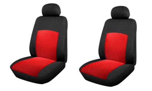 Set huse scaune auto, universale, fata 2 locuri, Negru cu rosu, jacqard