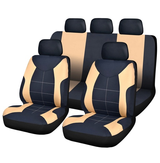 Set Huse universale Elegance pentru scaune auto, negru cu bej, fata-spate