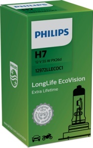 H7 55W 12V HOSSZABB ÉLETTARTAMÚ ECOVISION FÉNYSZÓRÓ IZZÓ (doboz) PHILIPS - Img 1
