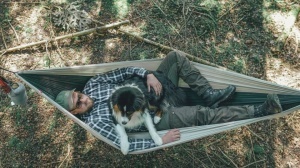 Hamac pentru drumetie, camping, pescuit sau gradina, 300x140 cm, Robens Trace Hammock Set - Img 15