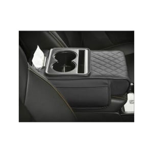 Husa cotiera auto 3 in 1 cu suport pahare si servetele, Culoare negru - Img 4