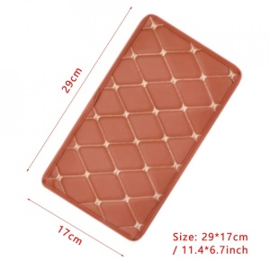 Husa universala din piele pentru cotiera auto 29 cm x 17 cm maro si cusaturi bej - Img 3