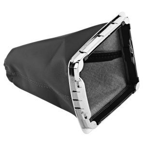 Manson schimbator piele ecologica negra compatibil Ford FOCUS II 2004-2012 cu rama cromata, dim 139mm X 127mm - Img 3