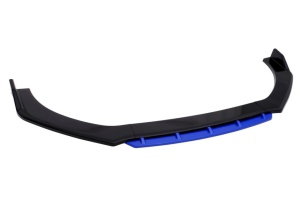 Megane Design első lökhárító toldás, fényes fekete, kék ajakkal, 4 darabos, 180 cm hosszú - Img 6