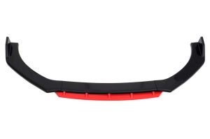 Megane Design első lökhárító toldás, fényes fekete, piros ajakkal, 4 darabos, 180 cm hosszú - Img 5