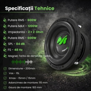Mélynyomó Auto Deaf Bonce Machete MF 8S D2, 200mm, 600W RMS - Img 4