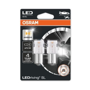 SET 2 BECURI AUXILIARE CU LED 12V (P21W) AMBER BLI OSRAM - Img 2