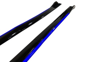 Set 2 Prelungiri praguri tuning 210 cm, negru lucios cu buza albastra - Img 4