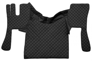 Set covorase camion, piele ecologica VOLVO FH12 FH 16 2002-2012 Negru si cusatura rosie, AUTOMAT - Img 2