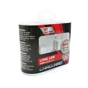 Set de 2 becuri Halogen 24V - H1, 70W, +50% Intensitate - LONG LIFE