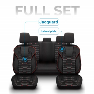 Set huse pentru scaune auto SPORTLINE Design, fata-spate, piele ecologica cu textil, negru cu albastru - Img 3
