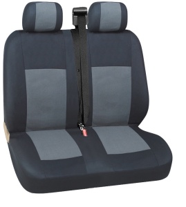 Set huse scaune auto, universale, fata 2+1, material textil, negru cu gri - Img 3