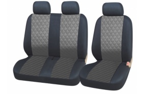 Set huse scaune auto, universale, fata 2+1, Piele ecologica negru cu gri