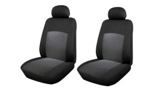 Set huse scaune auto, universale, fata 2 locuri, Negru cu gri, jacqard