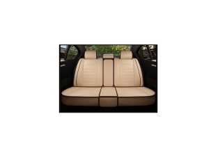 Set Huse Scaune Auto Universale Lux din Piele Ecologică Bej – 8 Bucăți, fata-spate - Img 2