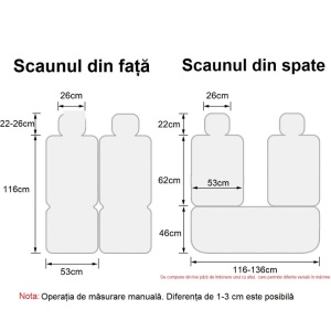 Set huse scaune auto universale, material textil negru si cusatura rosie, fata-spate - Img 3