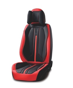Set huse scaune auto universale, piele ecologica negru cu rosu, Sport Design fata-spate