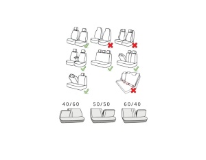 Set huse scaune auto universale, piele ecologica negru, fata-spate, 8 piese, bancheta fractionata, compatibil Airbag - Img 6