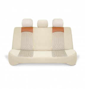 Set huse scaune auto universale seria SIDNEY, material textil crem si piele ecologica maro, fata-spate, compatibil airbag - Img 4