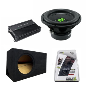 Σετ υπογούφερ αυτοκινήτου Deaf Bonce MF 12R D2 1200W RMS + Ενισχυτής Machete MFA-1.1500 + Προσαρμοσμένο περίβλημα + Σετ καλωδίων 35mm